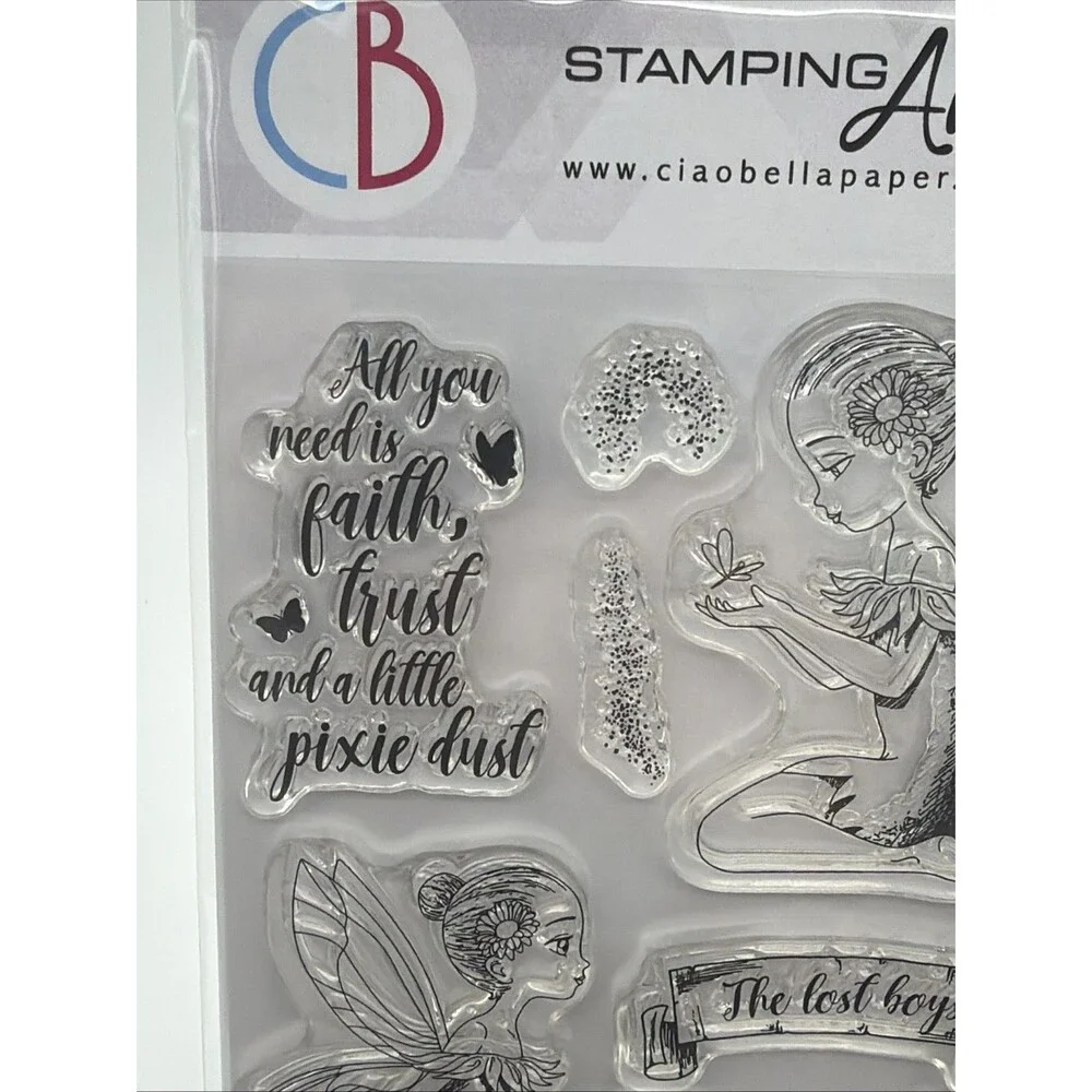 NEVERLAND Tinkerbell & Lost Boys CLEAR Rubber Stamps Set CIAO BELLA PS6015 New